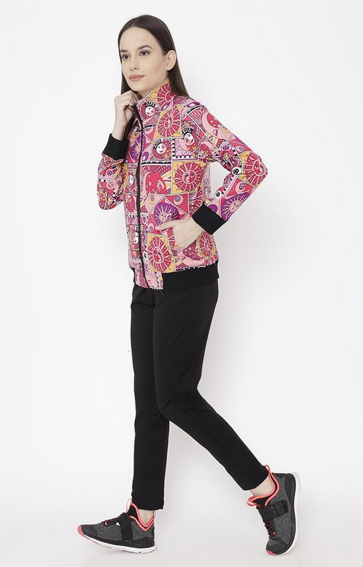 Women's Multicolor Printed Polyester Tracksuit