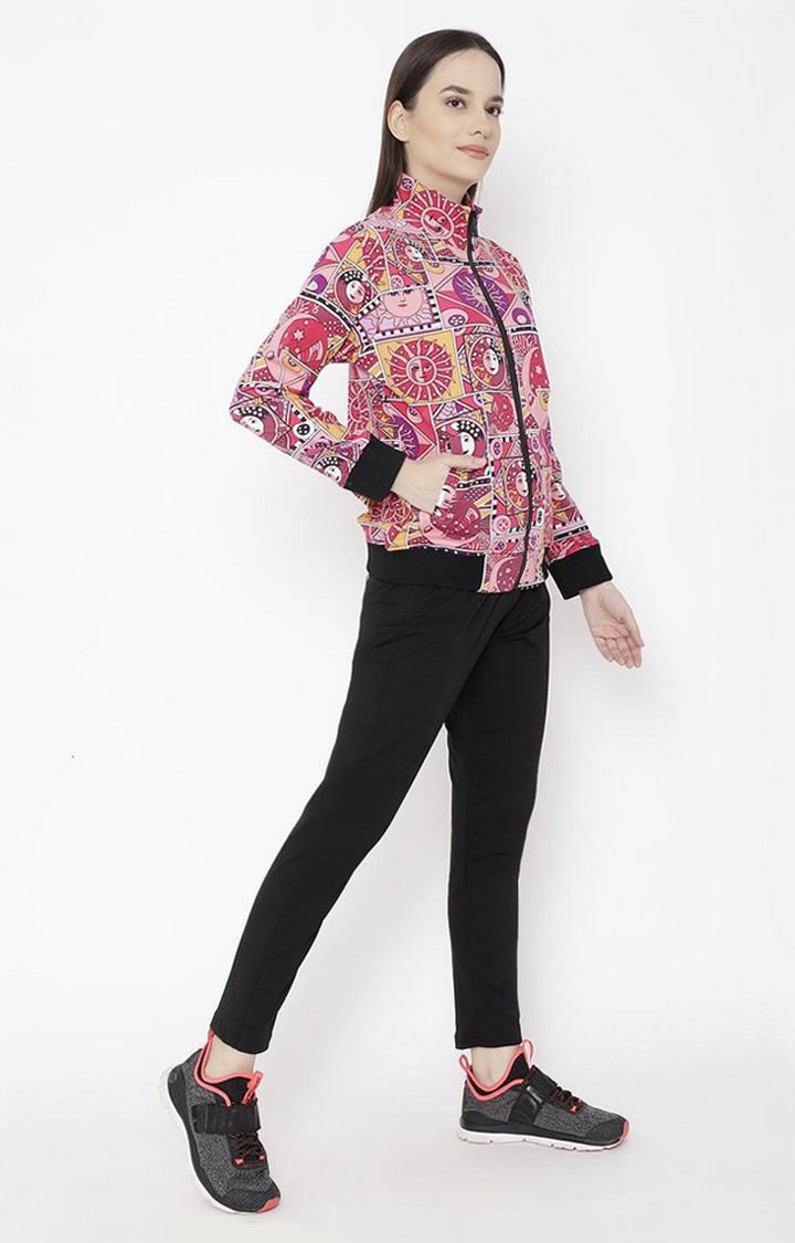Women's Multicolor Printed Polyester Tracksuit