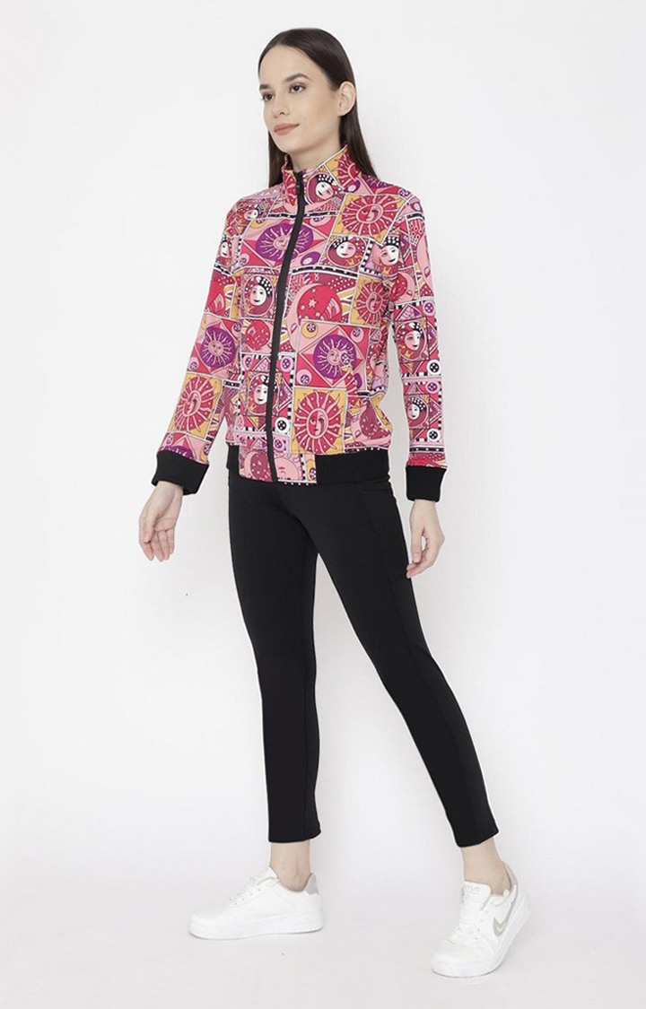 Women's Multicolor Printed Polyester Tracksuit