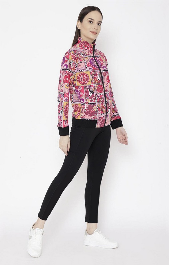 Women's Multicolor Printed Polyester Tracksuit