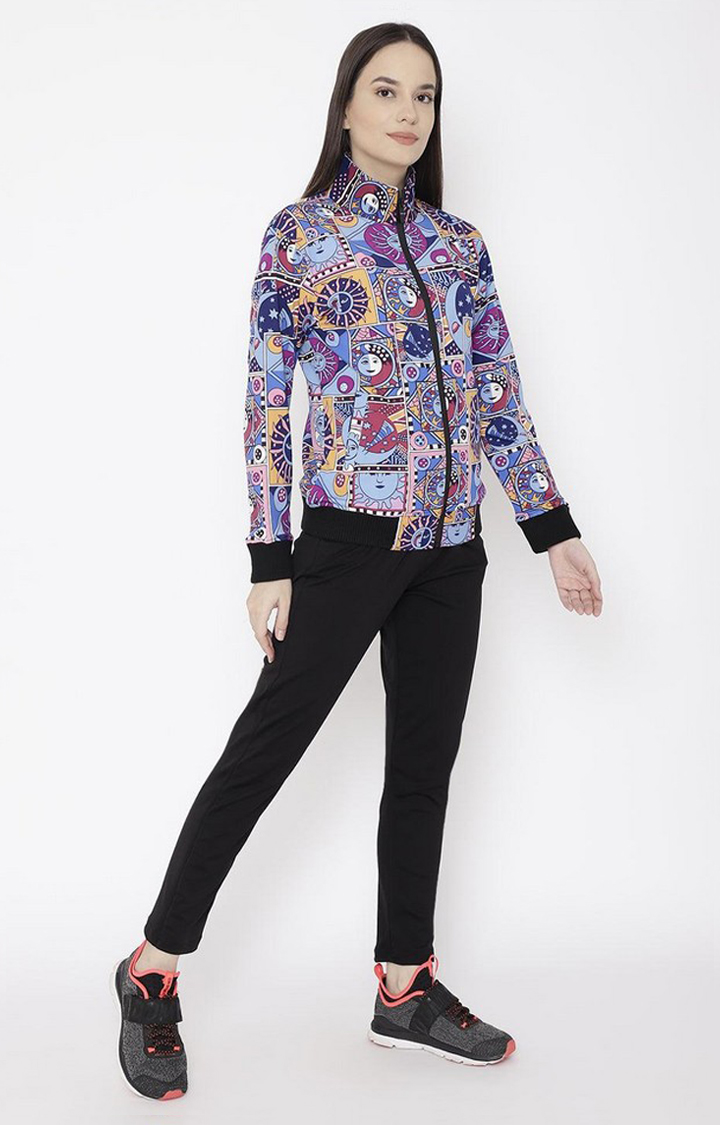 Women's Multicolor Printed Polyester Tracksuit