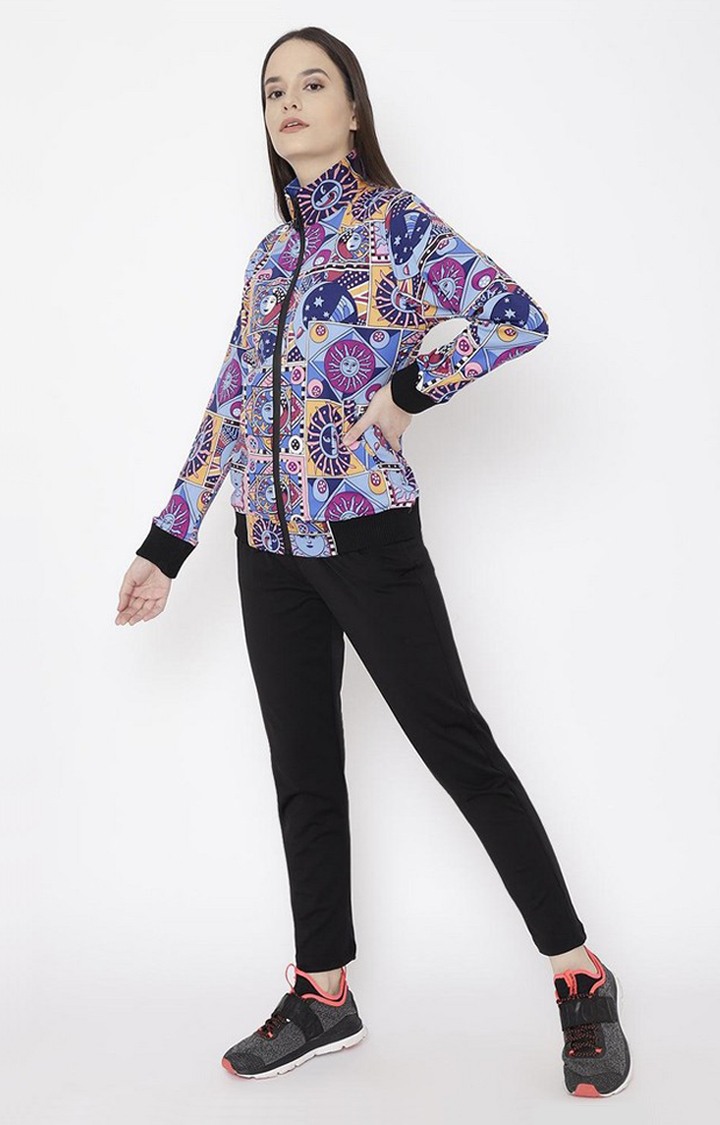 Women's Multicolor Printed Polyester Tracksuit