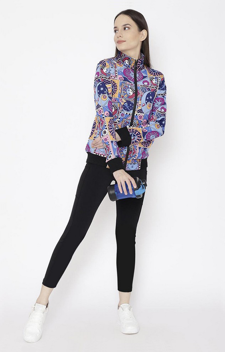 Women's Multicolor Printed Polyester Tracksuit