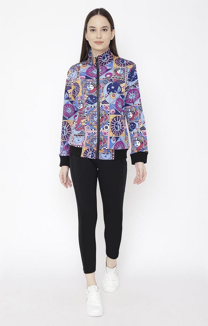 CHKOKKO | Women's Multicolor Printed Polyester Tracksuit