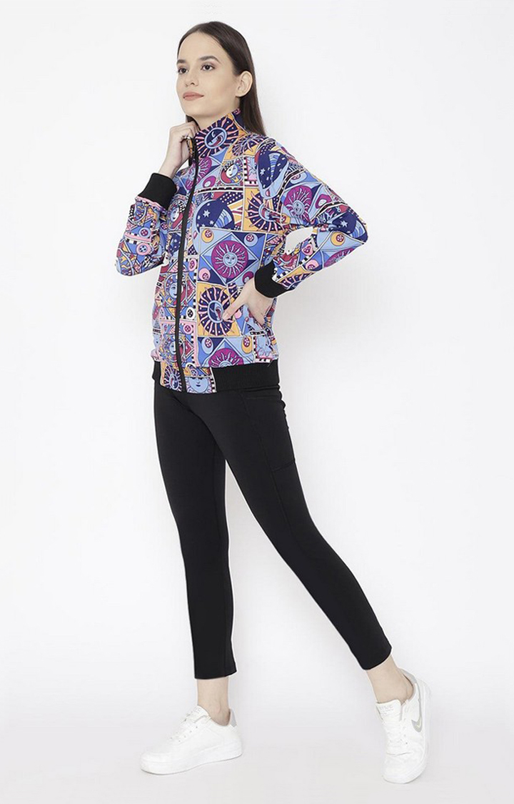 Women's Multicolor Printed Polyester Tracksuit