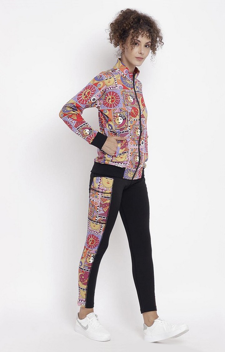 Women's Multicolor Printed Polyester Tracksuit
