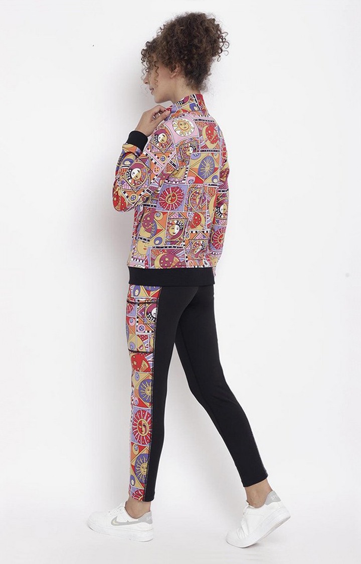 Women's Multicolor Printed Polyester Tracksuit