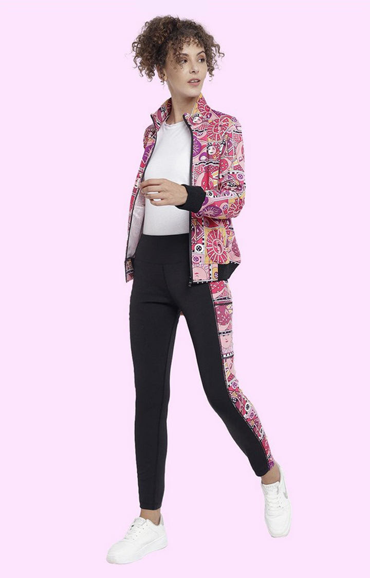 Women's Multicolor Printed Polyester Tracksuit