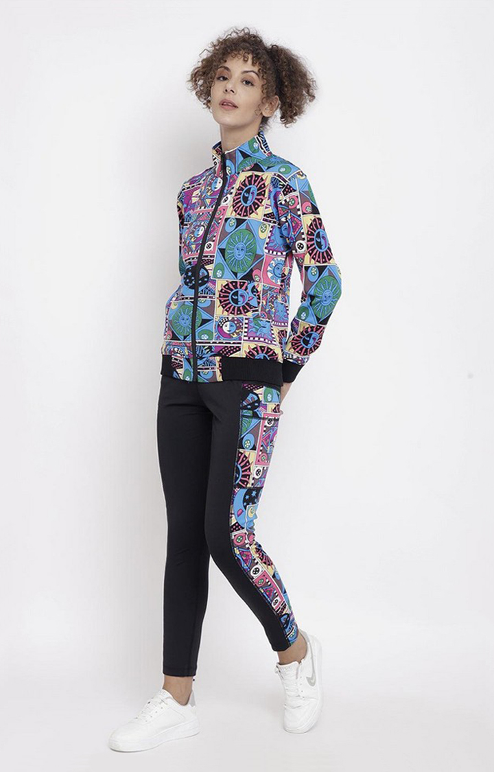 Women's Multicolor Printed Polyester Tracksuit