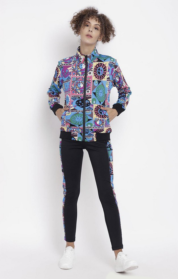 Women's Multicolor Printed Polyester Tracksuit