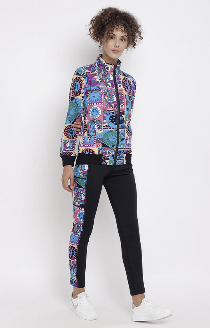 Women's Multicolor Printed Polyester Tracksuit