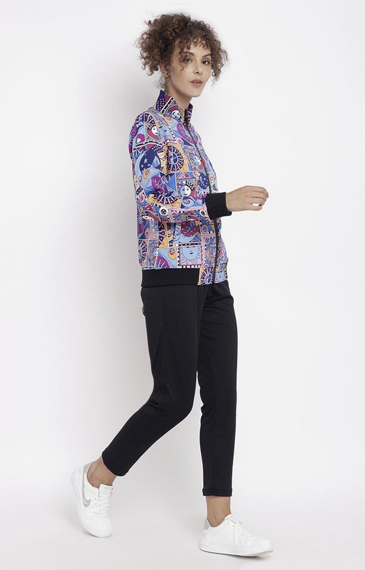 Women's Multicolor Printed Polyester Tracksuit