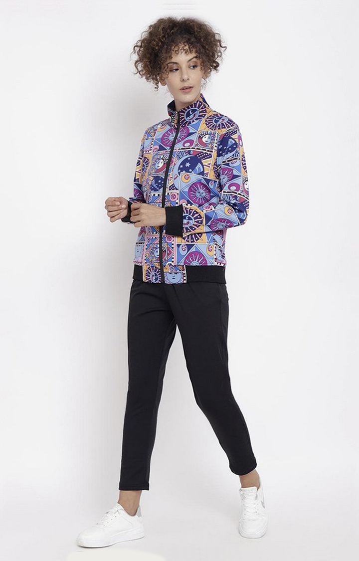 Women's Multicolor Printed Polyester Tracksuit