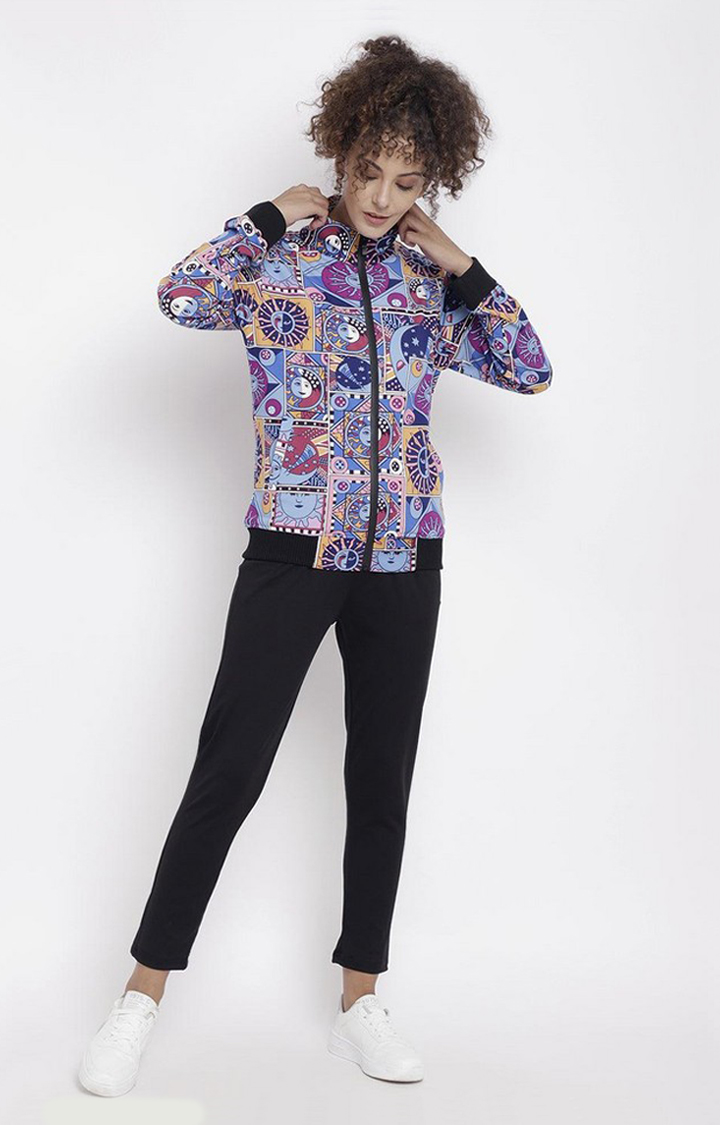 Women's Multicolor Printed Polyester Tracksuit