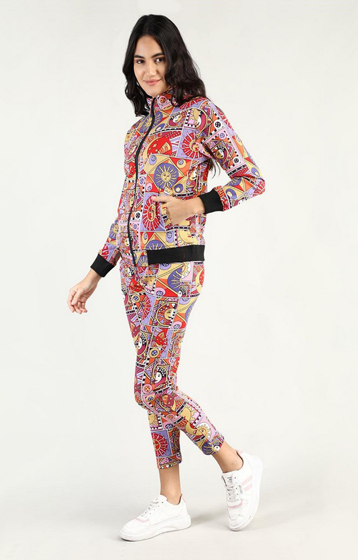 Women's Multicolor Printed Polyester Tracksuit