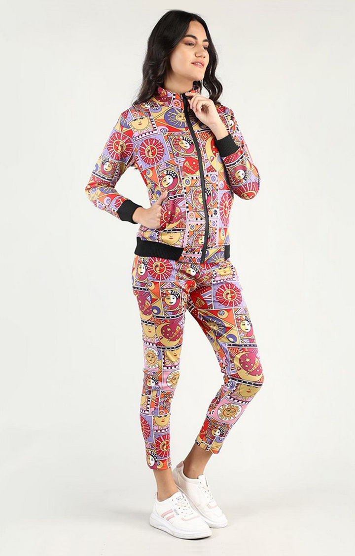 Women's Multicolor Printed Polyester Tracksuit