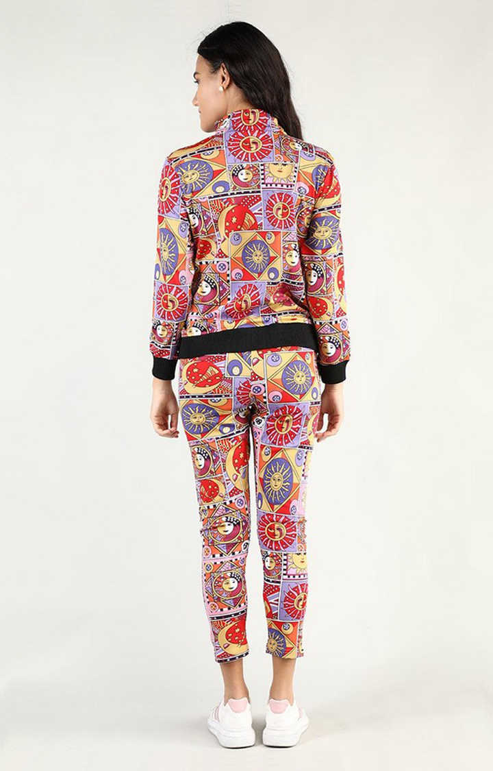 Women's Multicolor Printed Polyester Tracksuit