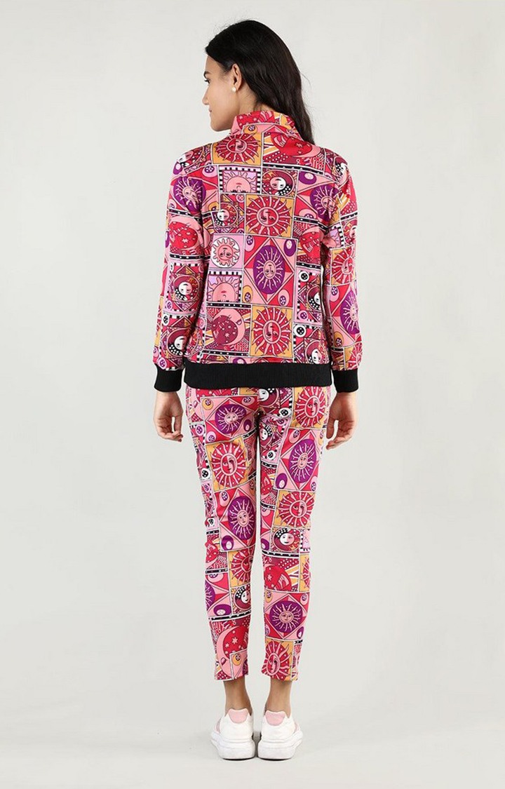 Women's Multicolor Printed Polyester Tracksuit