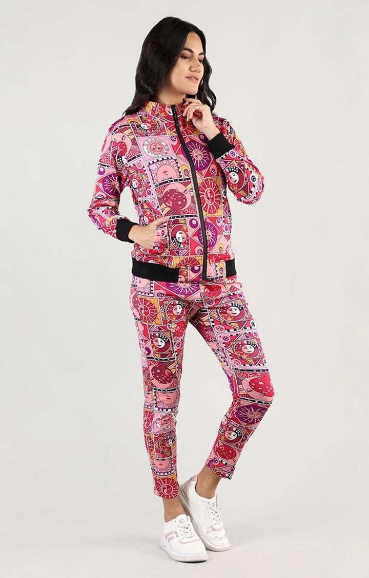Women's Multicolor Printed Polyester Tracksuit