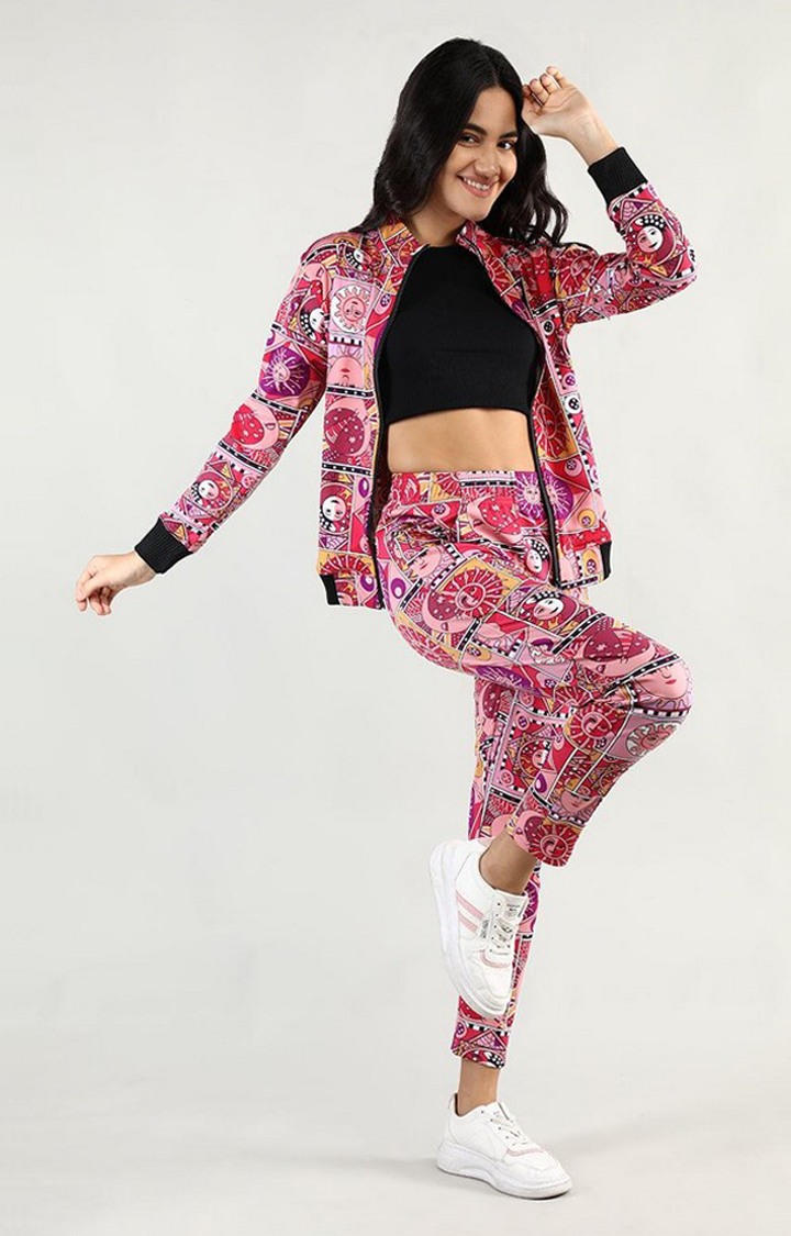 Women's Multicolor Printed Polyester Tracksuit