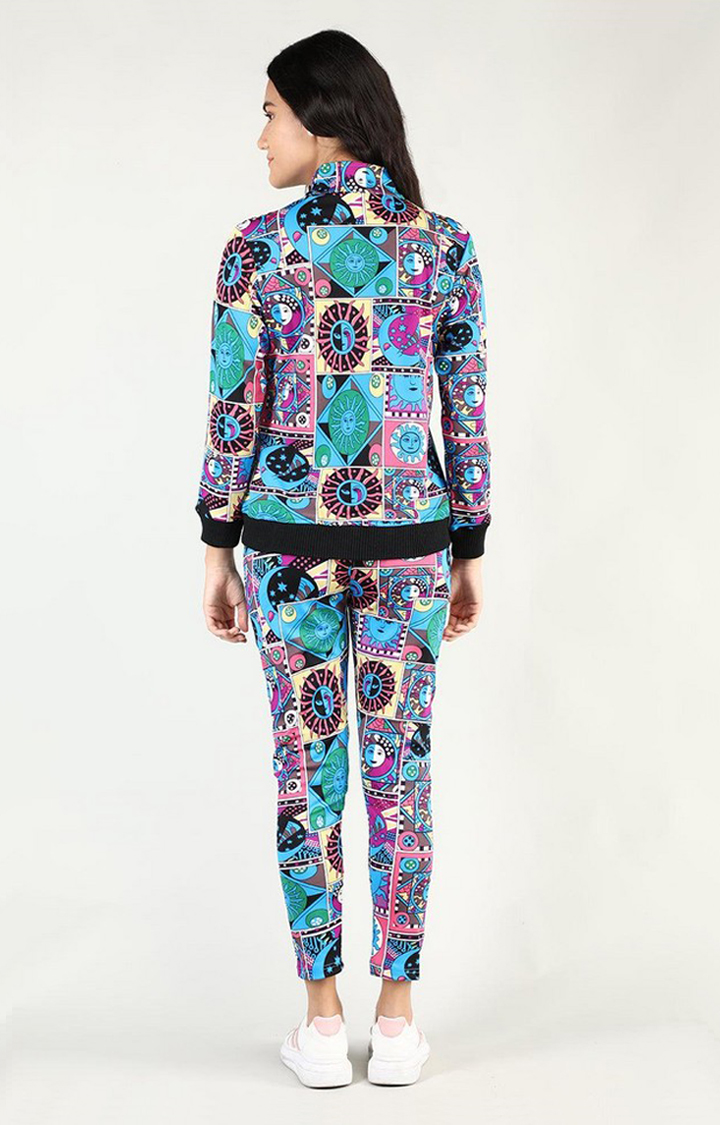 Women's Multicolor Printed Polyester Tracksuit