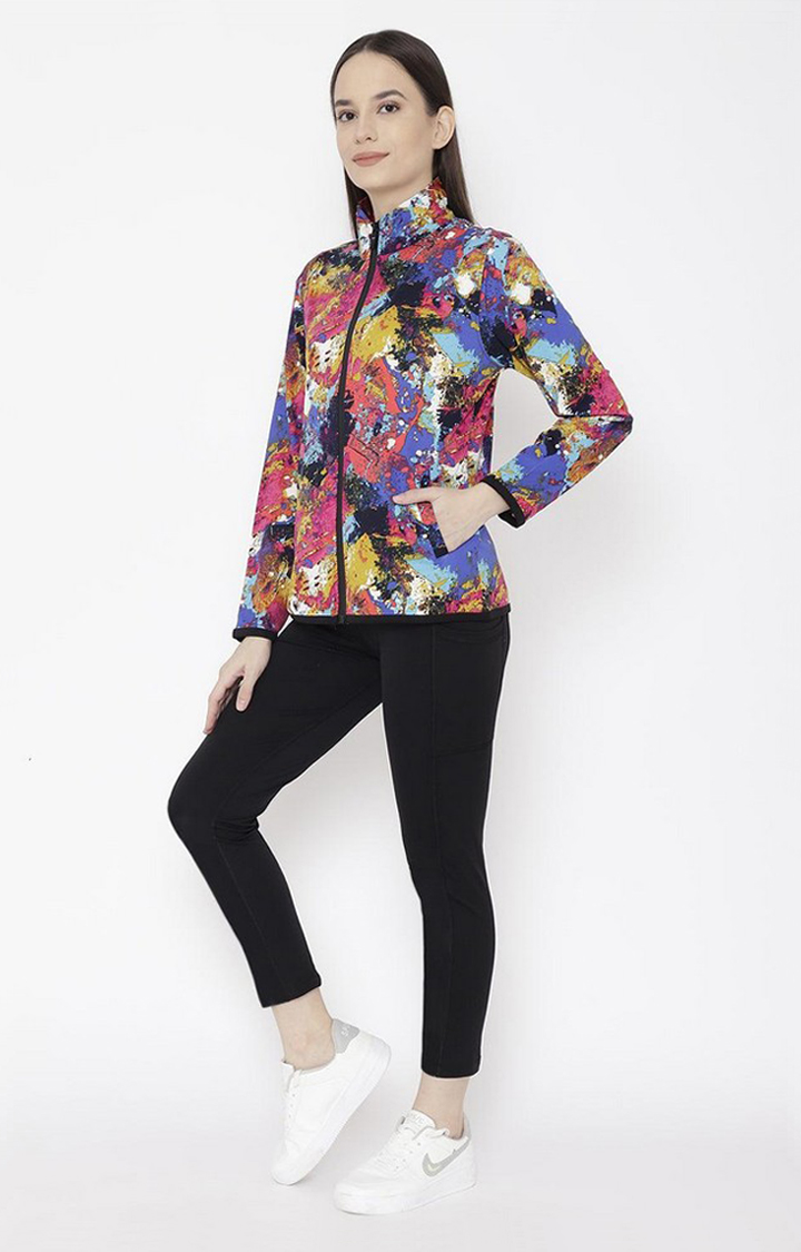 Women's Multicolor Printed Polyester Tracksuit