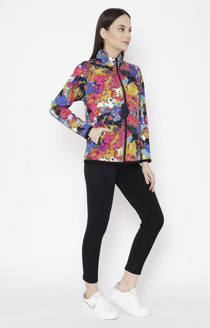 Women's Multicolor Printed Polyester Tracksuit