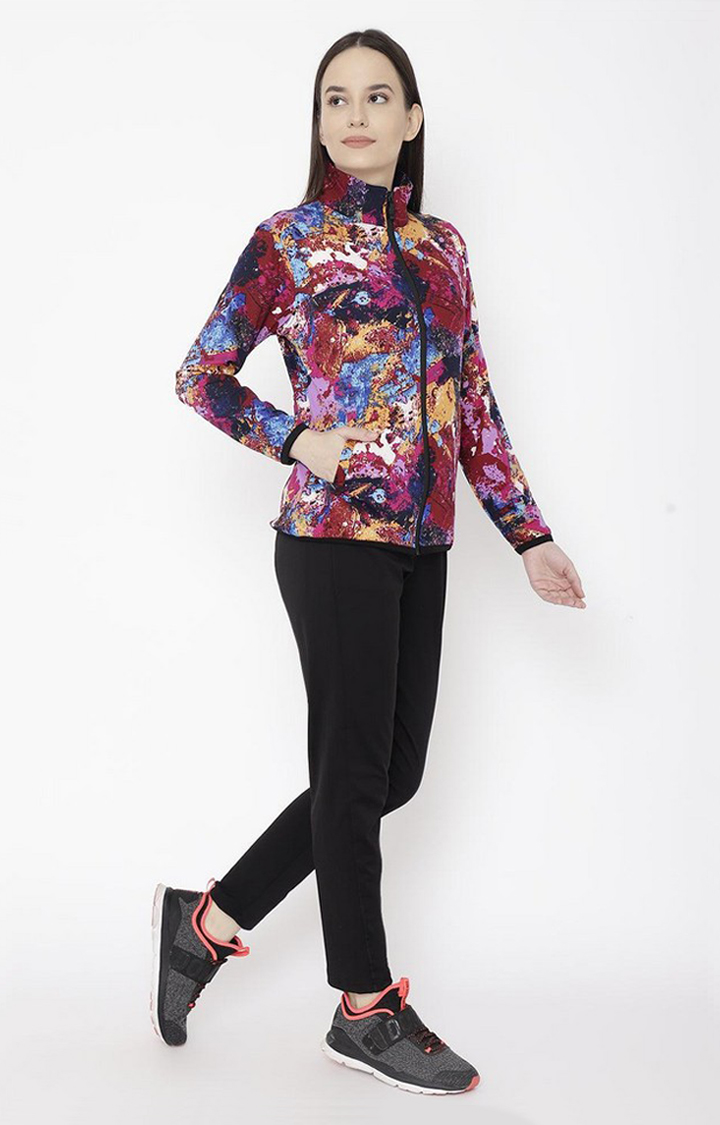 Women's Multicolor Printed Polyester Tracksuit