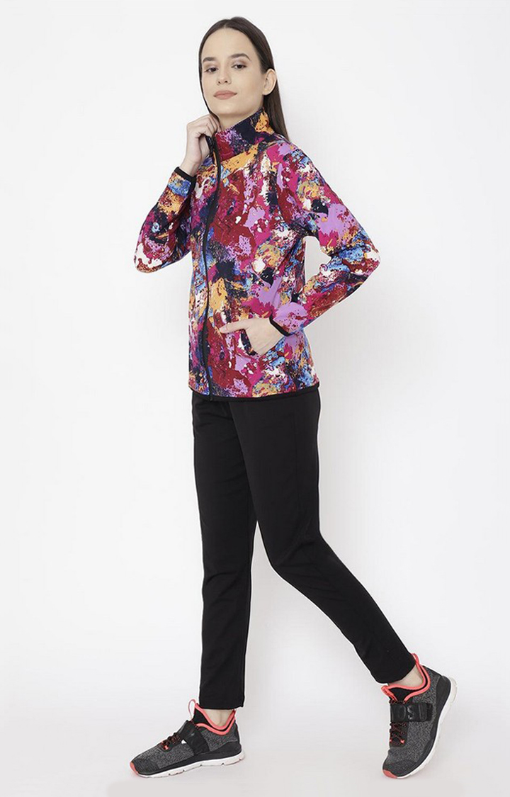 Women's Multicolor Printed Polyester Tracksuit