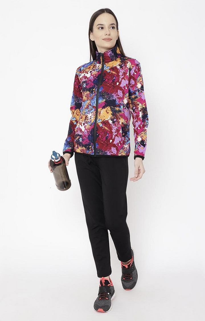 Women's Multicolor Printed Polyester Tracksuit