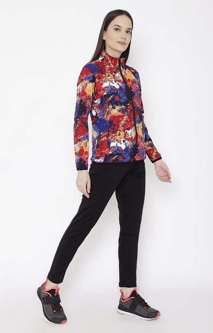Women's Multicolor Printed Polyester Tracksuit