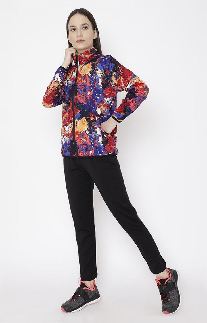 Women's Multicolor Printed Polyester Tracksuit