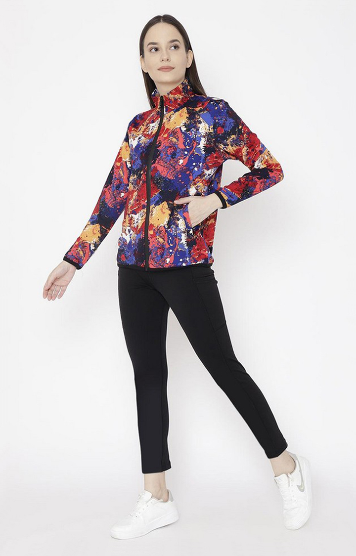 Women's Multicolor Printed Polyester Tracksuit