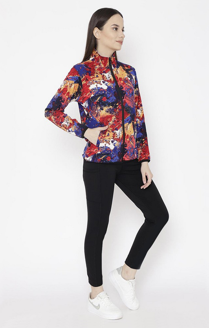 Women's Multicolor Printed Polyester Tracksuit