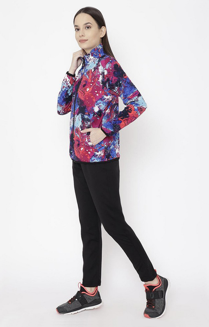 Women's Multicolor Printed Polyester Tracksuit