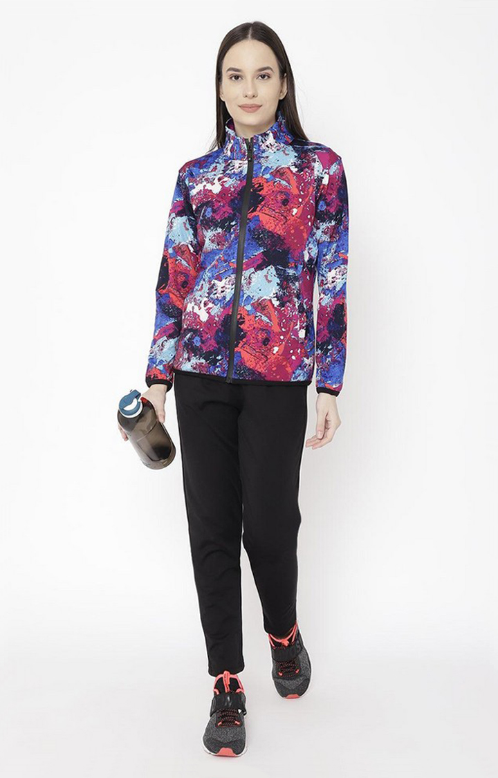 Women's Multicolor Printed Polyester Tracksuit