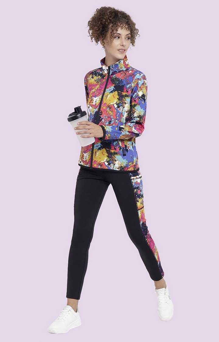 Women's Multicolor Printed Polyester Tracksuit