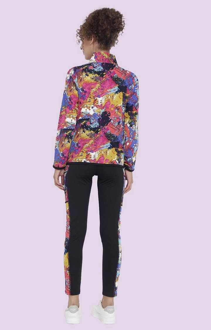 Women's Multicolor Printed Polyester Tracksuit