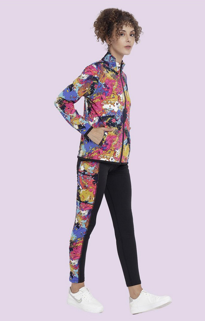 Women's Multicolor Printed Polyester Tracksuit