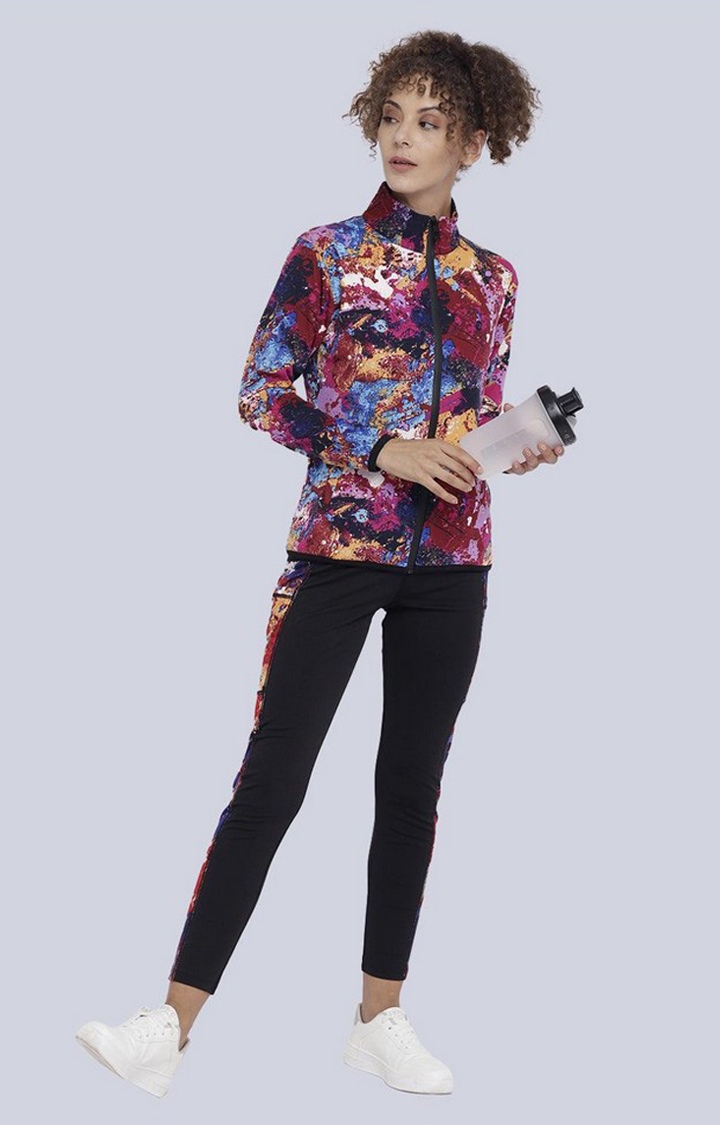 Women's Multicolor Printed Polyester Tracksuit