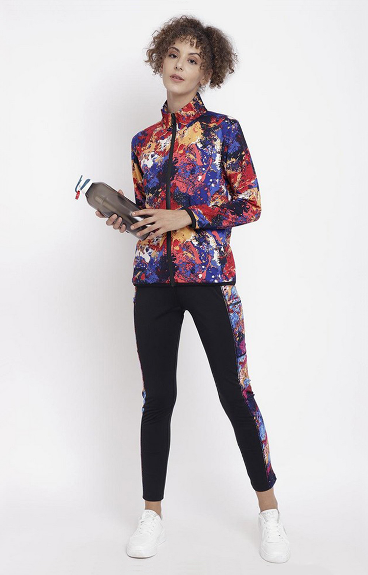 Women's Multicolor Printed Polyester Tracksuit