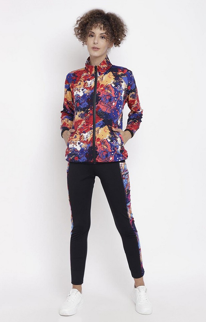 CHKOKKO | Women's Multicolor Printed Polyester Tracksuit