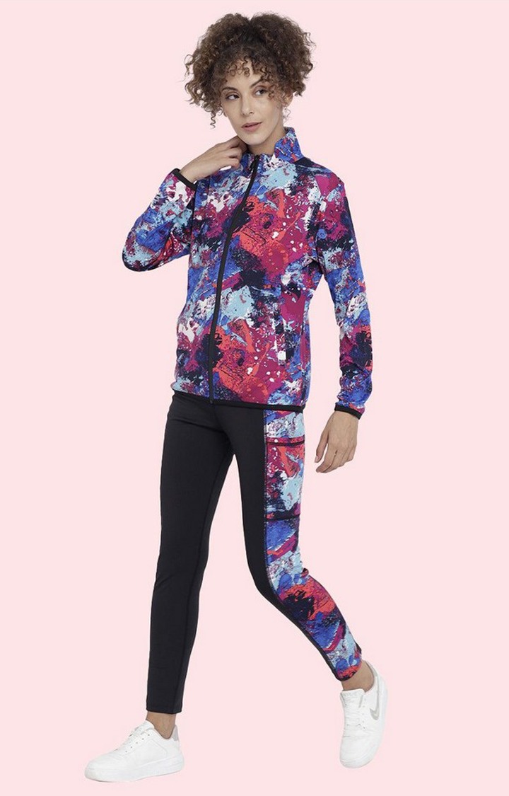 Women's Multicolor Printed Polyester Tracksuit