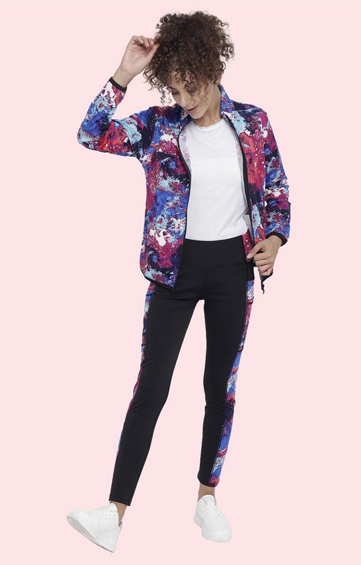 Women's Multicolor Printed Polyester Tracksuit