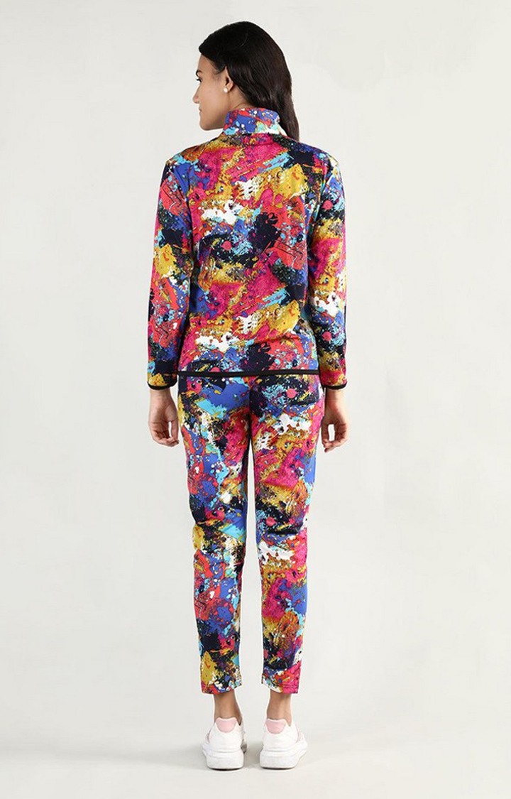 Women's Multicolor Printed Polyester Tracksuit