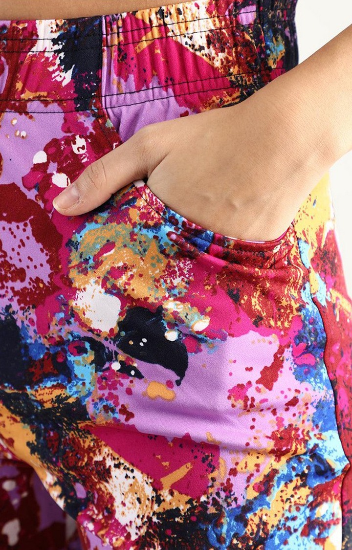 Women's Multicolor Printed Polyester Tracksuit