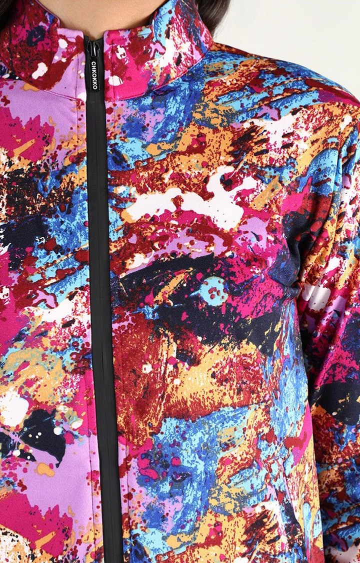 Women's Multicolor Printed Polyester Tracksuit
