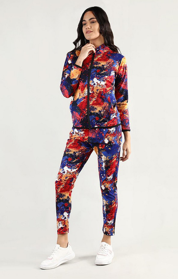 Women's Multicolor Printed Polyester Tracksuit