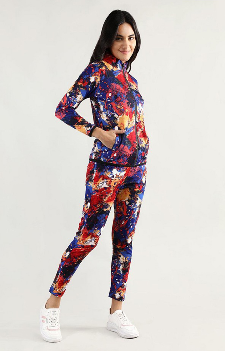Women's Multicolor Printed Polyester Tracksuit