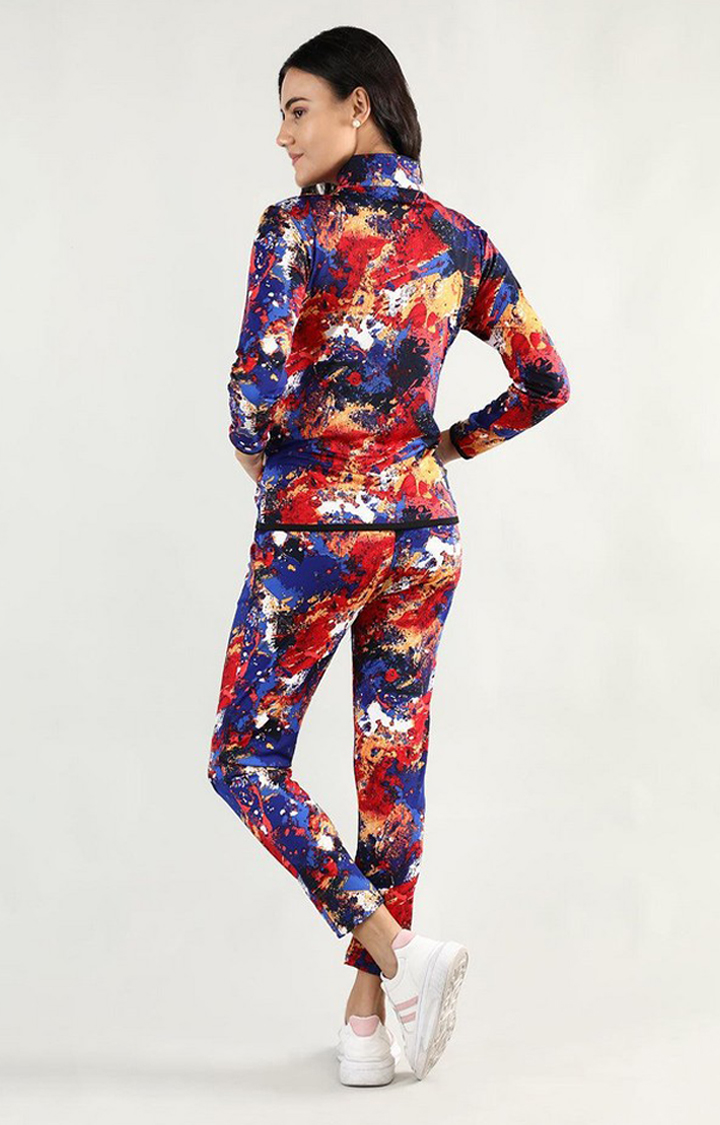 Women's Multicolor Printed Polyester Tracksuit